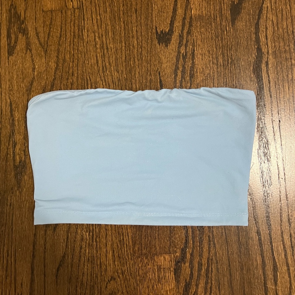 Susan Monaco strapless tube top in light blue